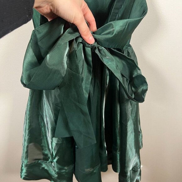 Altard State Babydoll Mini Dress Size XL Green Flutter Sleeve Tie Back Party - Picture 8 of 12